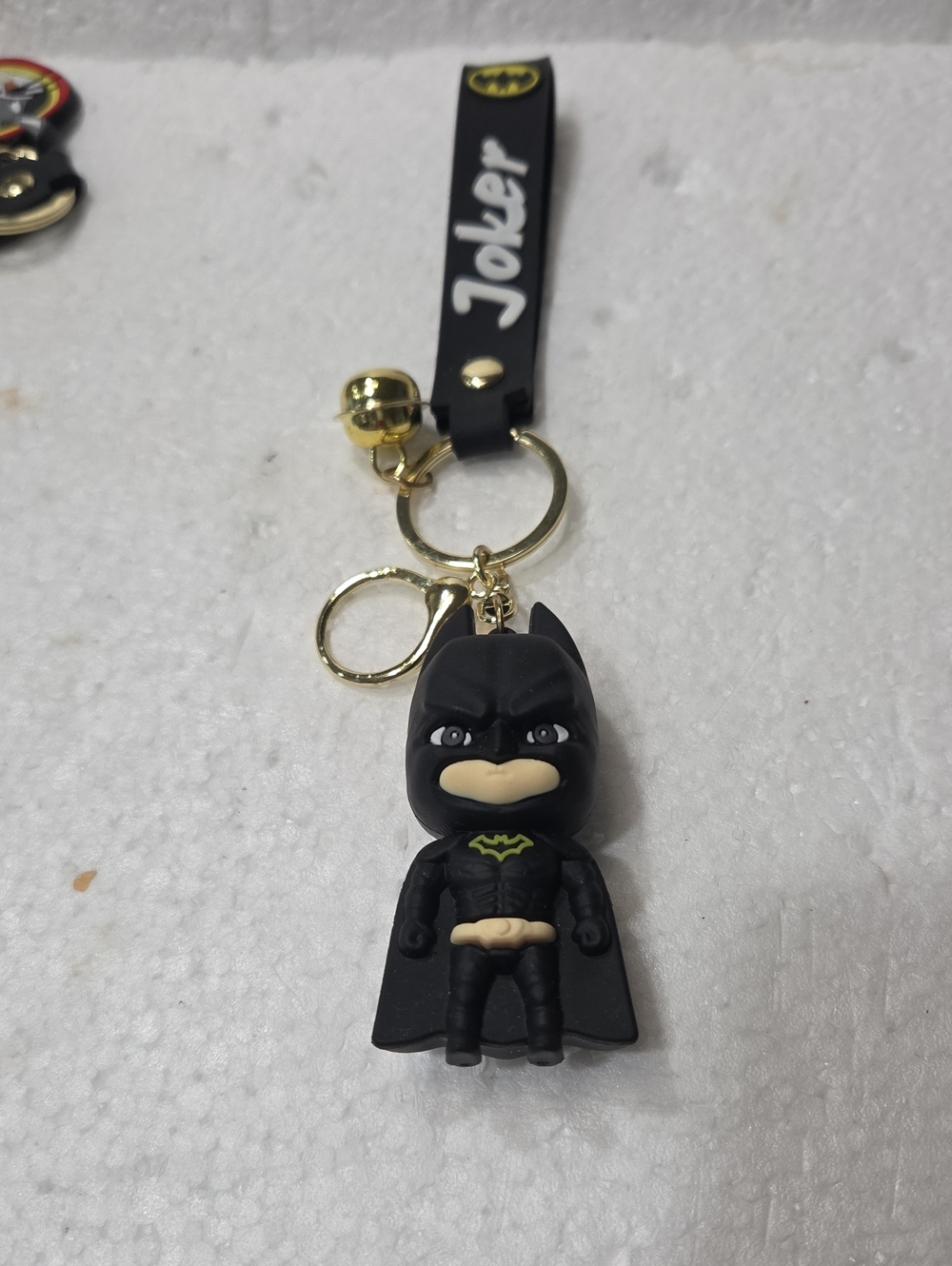 Black Joker Batman Keychain with Gold Accents